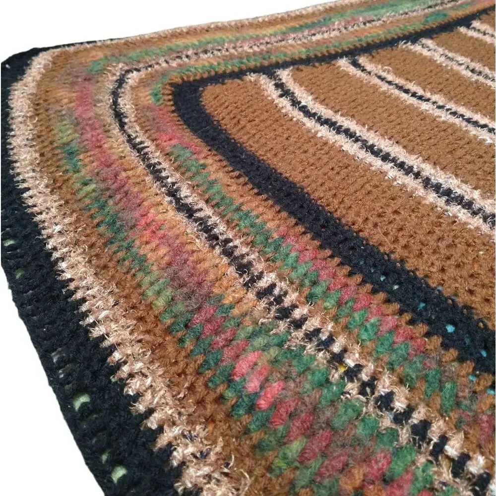 Hand Crocheted Throw Blanket with Stripes Fits Toddler Bed Crib